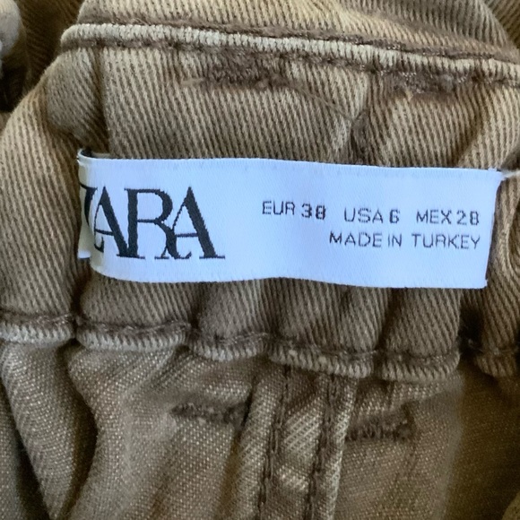 ZARA Baggy Brown Paperbag High Waisted Jeans Pants Size 6 - Picture 4 of 5